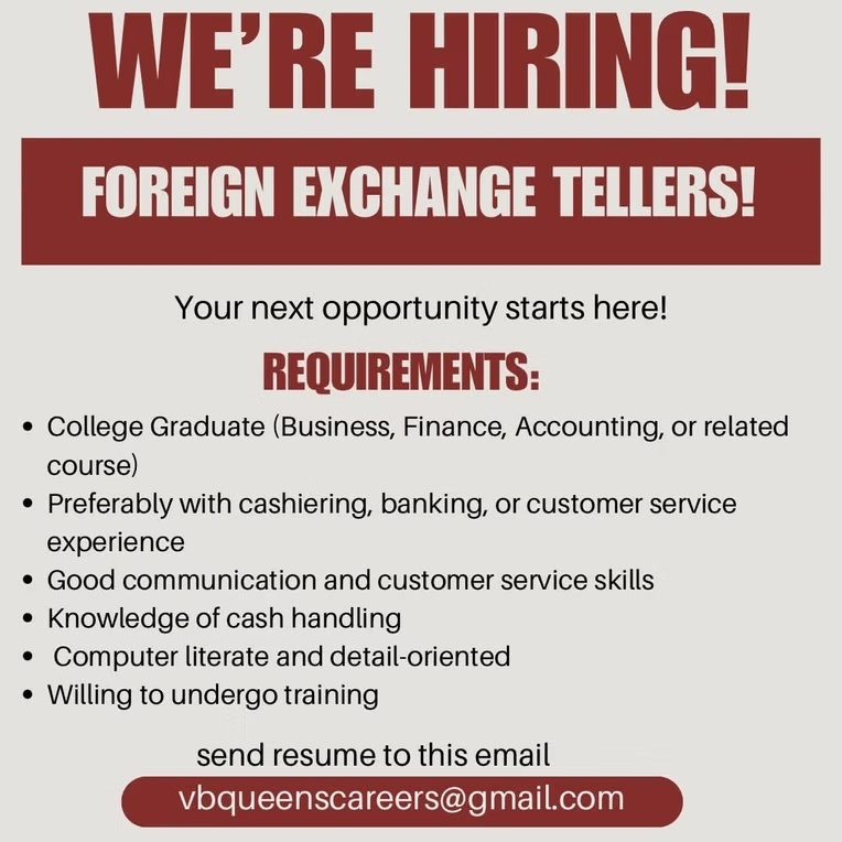 Foreign Exchange Tellers original recruitment poster