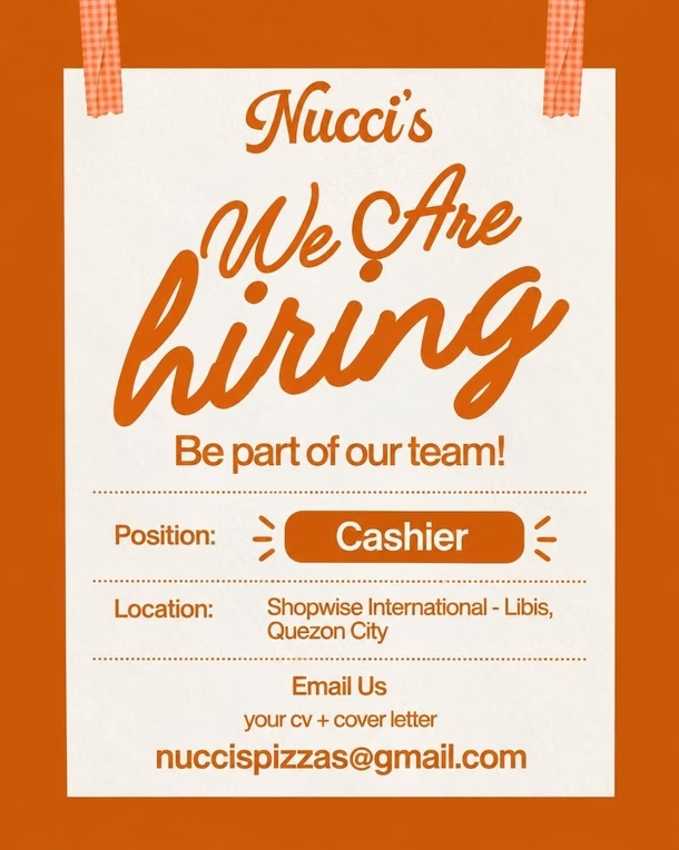 Nucci’s — Cashier original recruitment poster