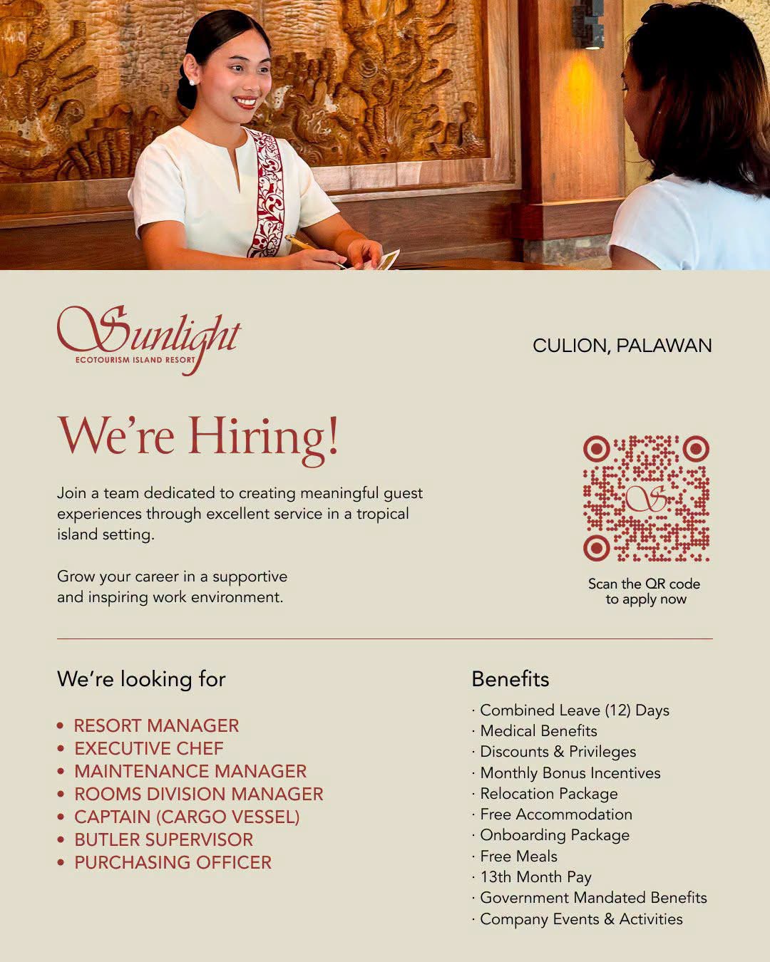 Sunlight Ecotourism Island Resort recruitment poster